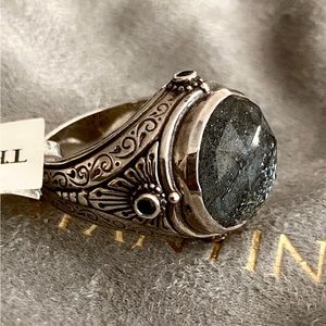 Beautiful Konstantino Black Quartz Doublet & Spinel Cocktail Ring. Never worn.